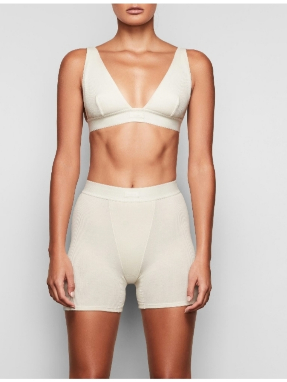 SKIMS Cotton Rib Boxer In Bone S NWT - Picture 4 of 11